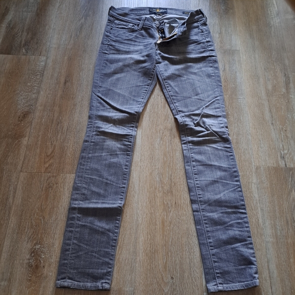 Lucky Brand Zoe Skinny Grey Denim  Distressed Lucky You Jeans Women Size 2 / 26 - Picture 1 of 12